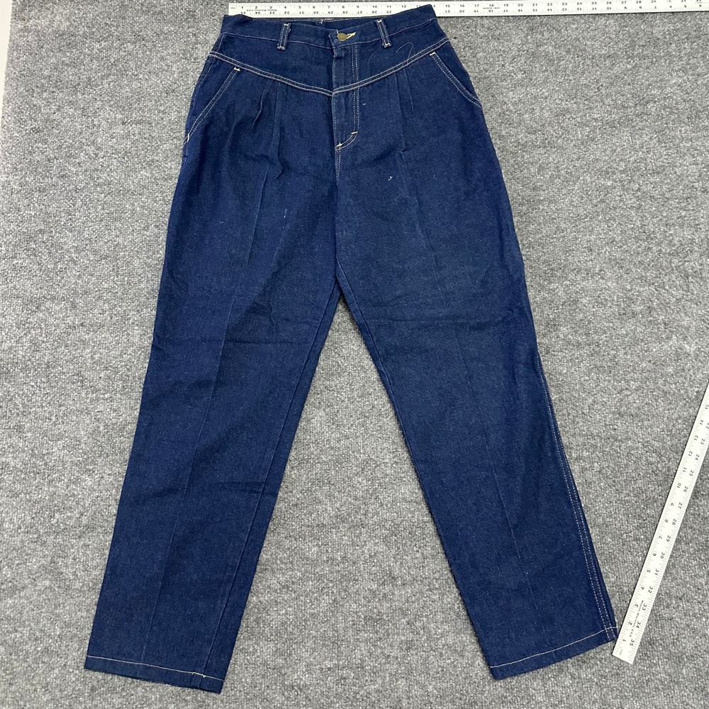 Carriage Court Fit Jeans Womens Size 26 Blue High Waisted Pleated Tapered